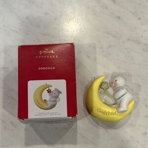 Hallmark Godchild 2021 Ornament with Yellow Moon and White Snowman